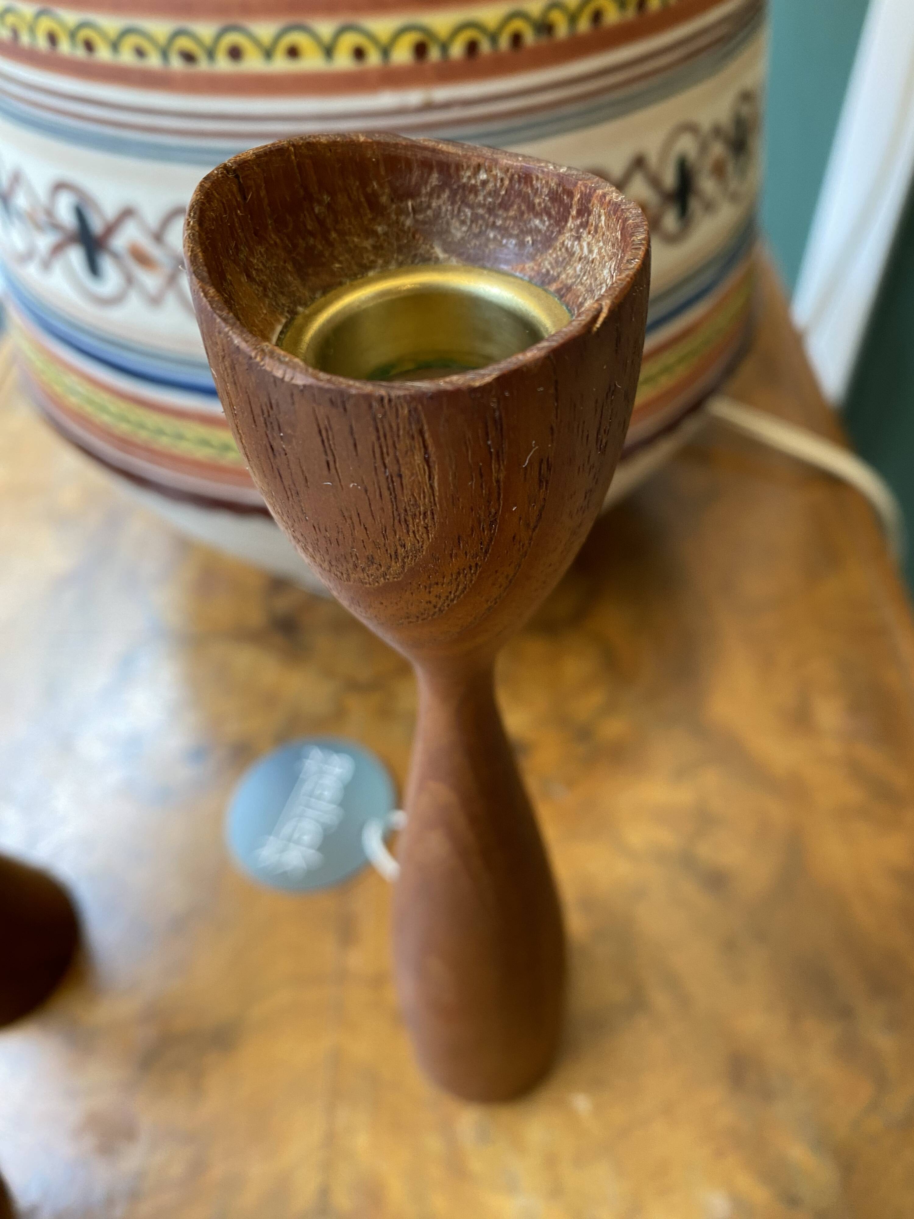 Scandinavian vintage teak candle holders