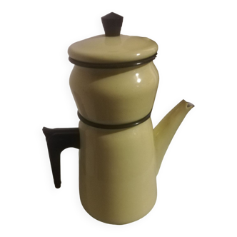 Yellow enameled coffee pot