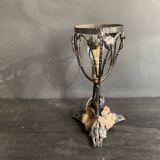 1900 Art Nouveau wrought iron lamp with floral motif