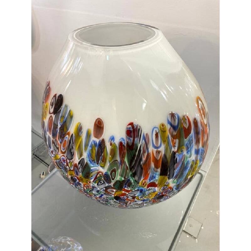 Contemporary murrine murano glass style with multicolored vase