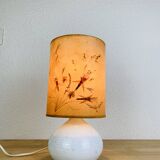 Vintage white ceramic fig lamp, dried flowers, 70s