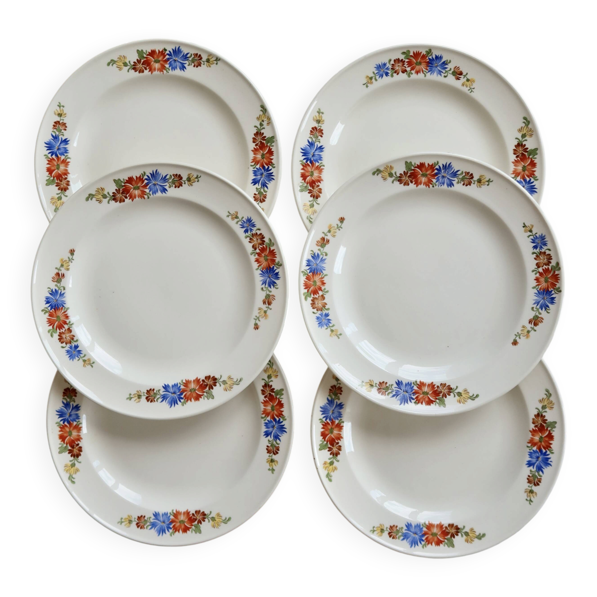 6 dessert plates earthenware Royal Sphinx Maastricht - Floral pattern