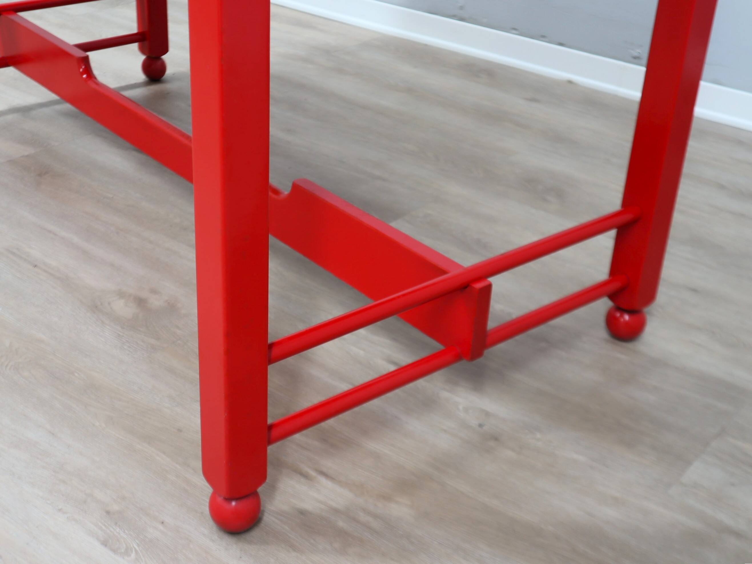 Vintage red lacquered writing desk Italian rustic design 1960s