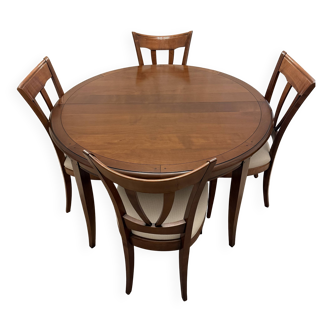 Louis Philippe style cherry wood table and chairs