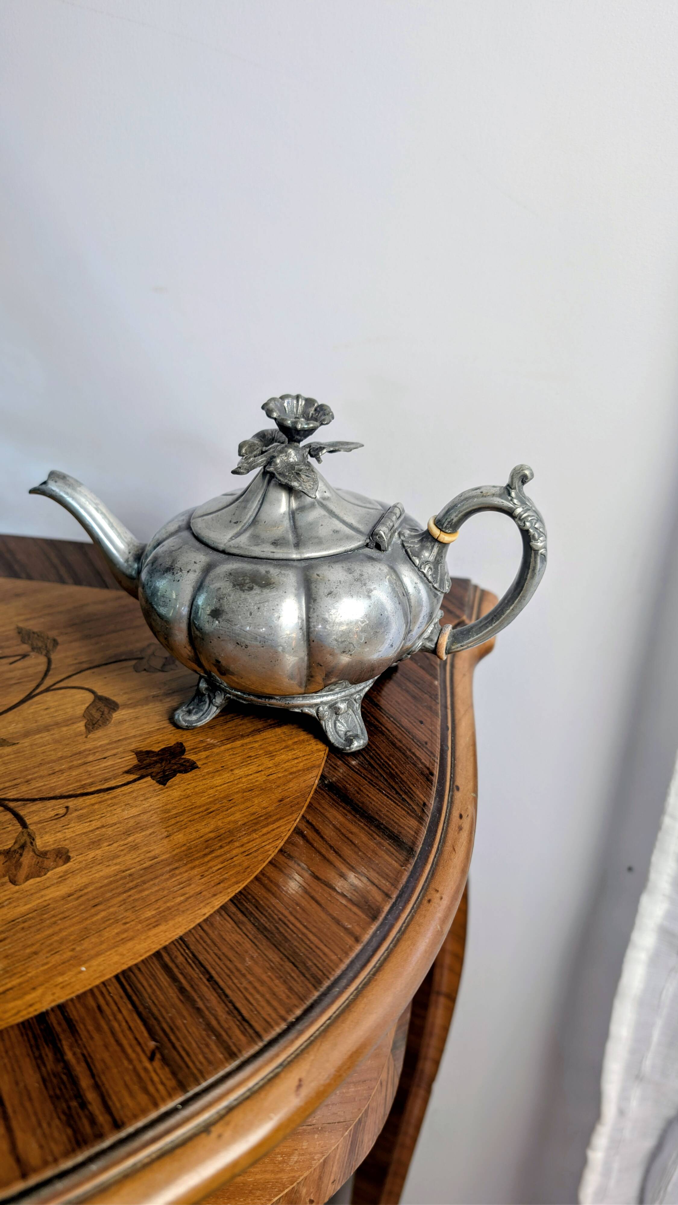 Vintage Shaw & Fisher Sheffield metal tin teapot