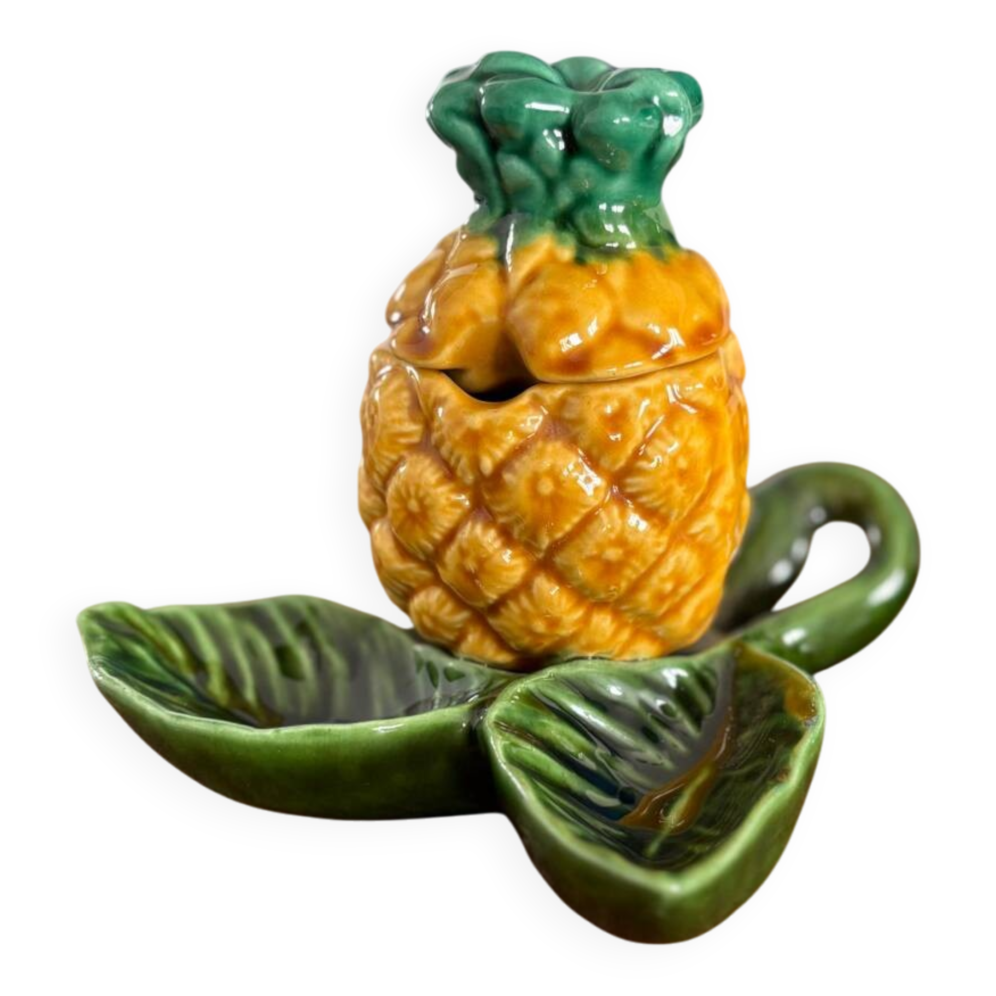 Vintage ceramic pineapple-shaped mustard pots - tableware