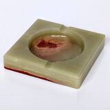 ​Italian ashtray in green and red onyx - 15 cm x 15 cm