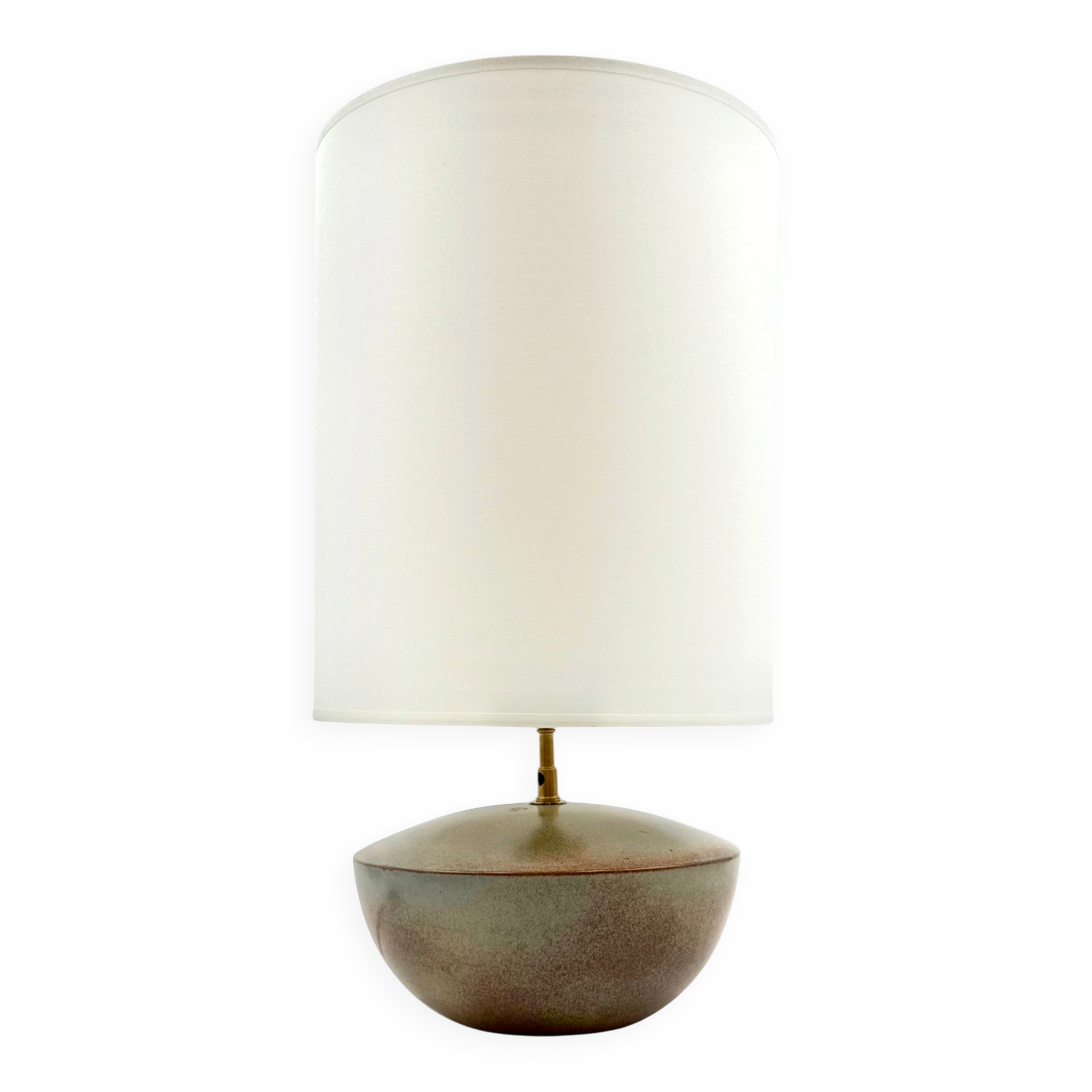Mid-century modern green ceramic lamp base, Alain di Bin France 1960s