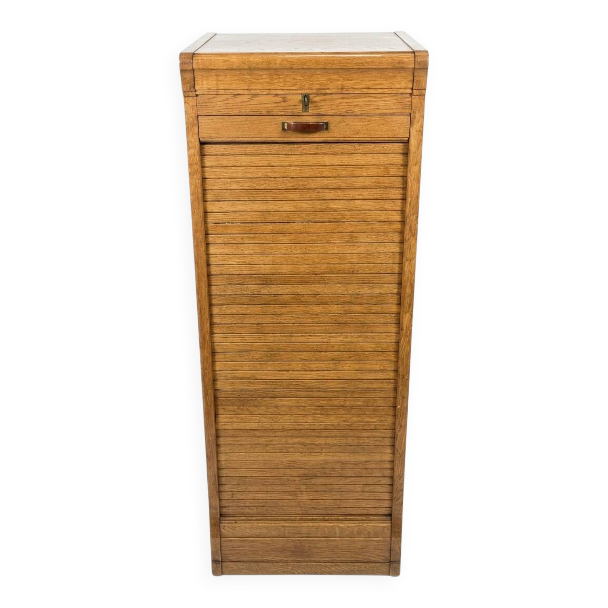 Art Deco curtain cabinet from the 1930s in oak with interior drawers, 120cm H.