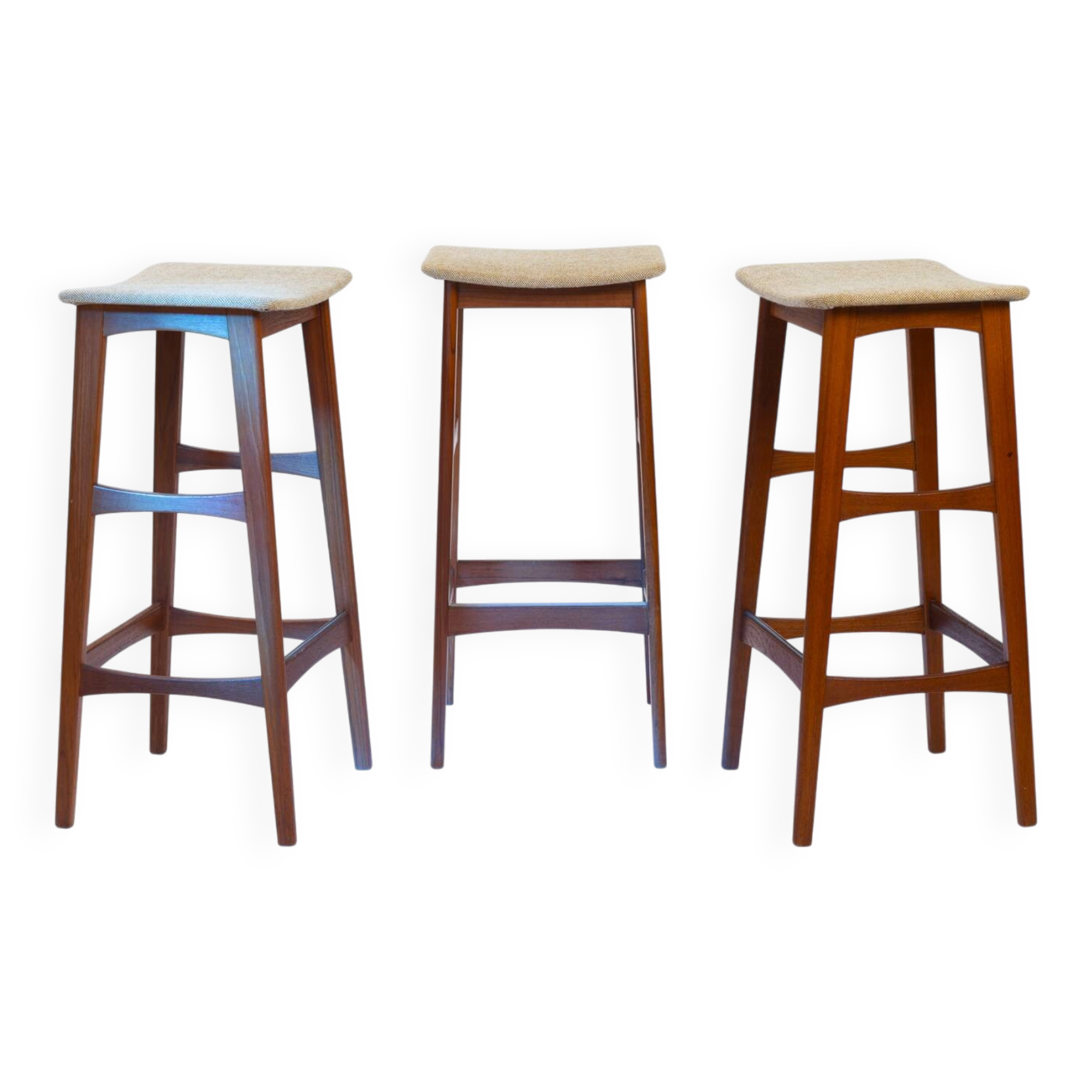 Eric Buch (Buck) Dyrlund teak bar stool, set of 3, Denmark 1960s