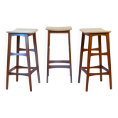 Tabouret de bar en teck Dyrlund d'Eric Buch (Buck), lot de 3, Danemark, années 1960