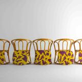 Funky set of five 60s bamboo chairs