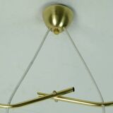 1950s mid century 2-light mid century pendant light glass shades and brass