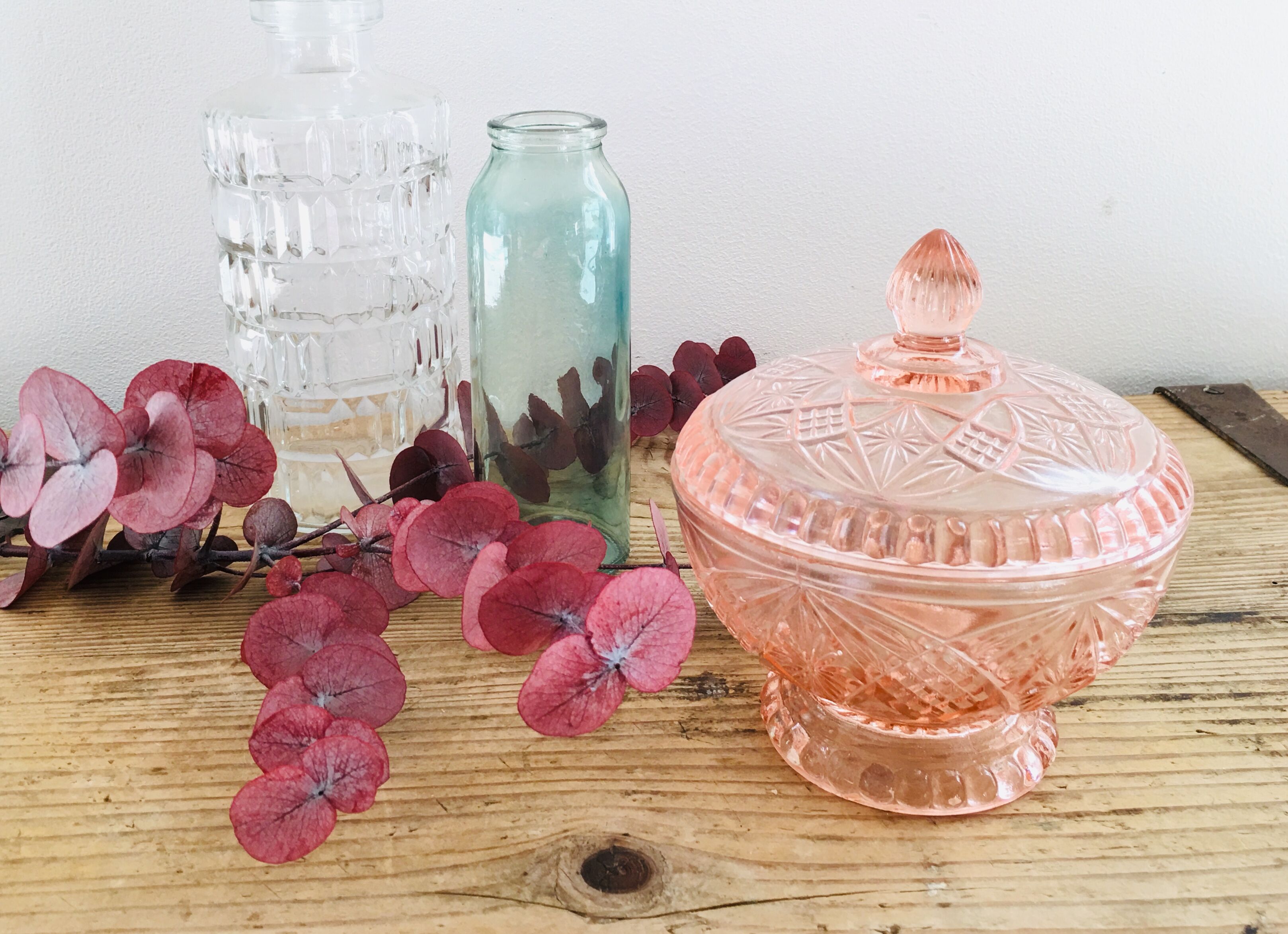 Pink glass candy box