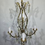 4-light bronze and crystal chandelier