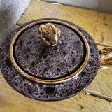 Sucrier en céramique Vallauris bordeaux et dorée par Marius Giuge