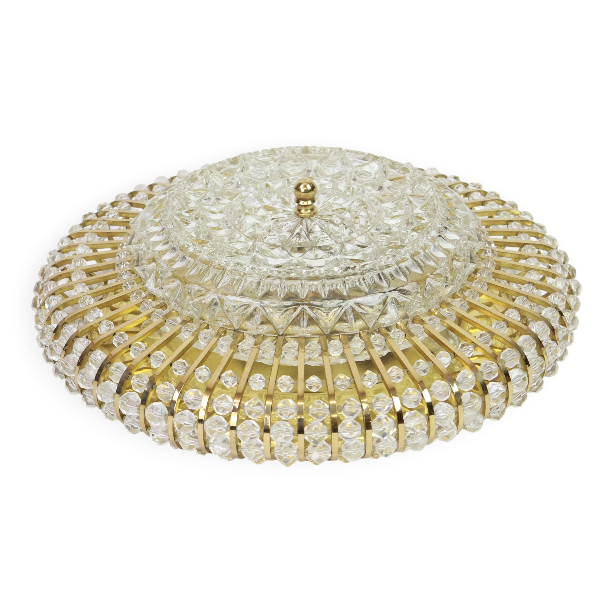 Hillebrand wall sconce in brass, glass, and Lucite beads, Germany, 1960s.