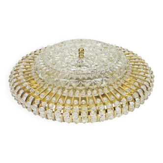 Hillebrand wall sconce in brass, glass, and Lucite beads, Germany, 1960s.