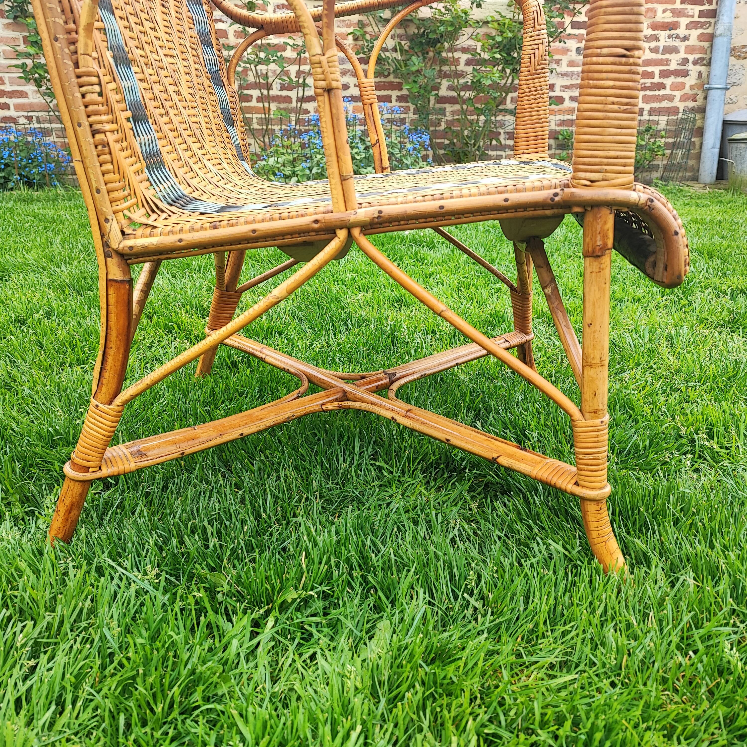 Fauteuil en rotin 60s