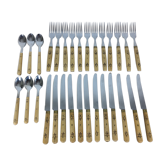 Nontron cutlery 12 knives 12 forks 6 wooden and stainless steel spoons
