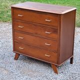 Vintage oak chest of drawers from the 50s with 4 drawers and compass feet