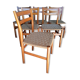 6 Scandinavian chairs wood and rope period 1960