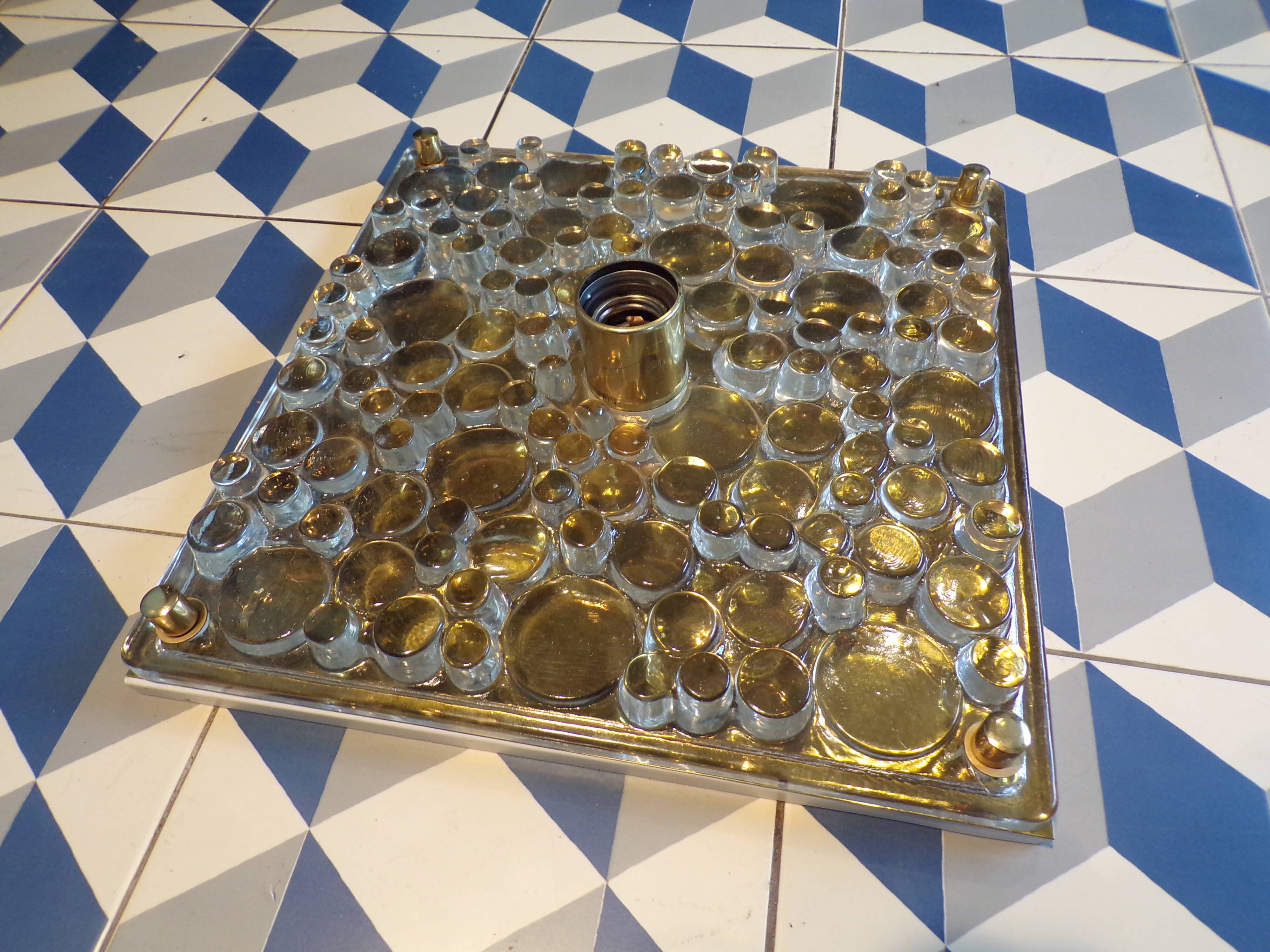 1970 glass wall light by Heinz Neuhaus