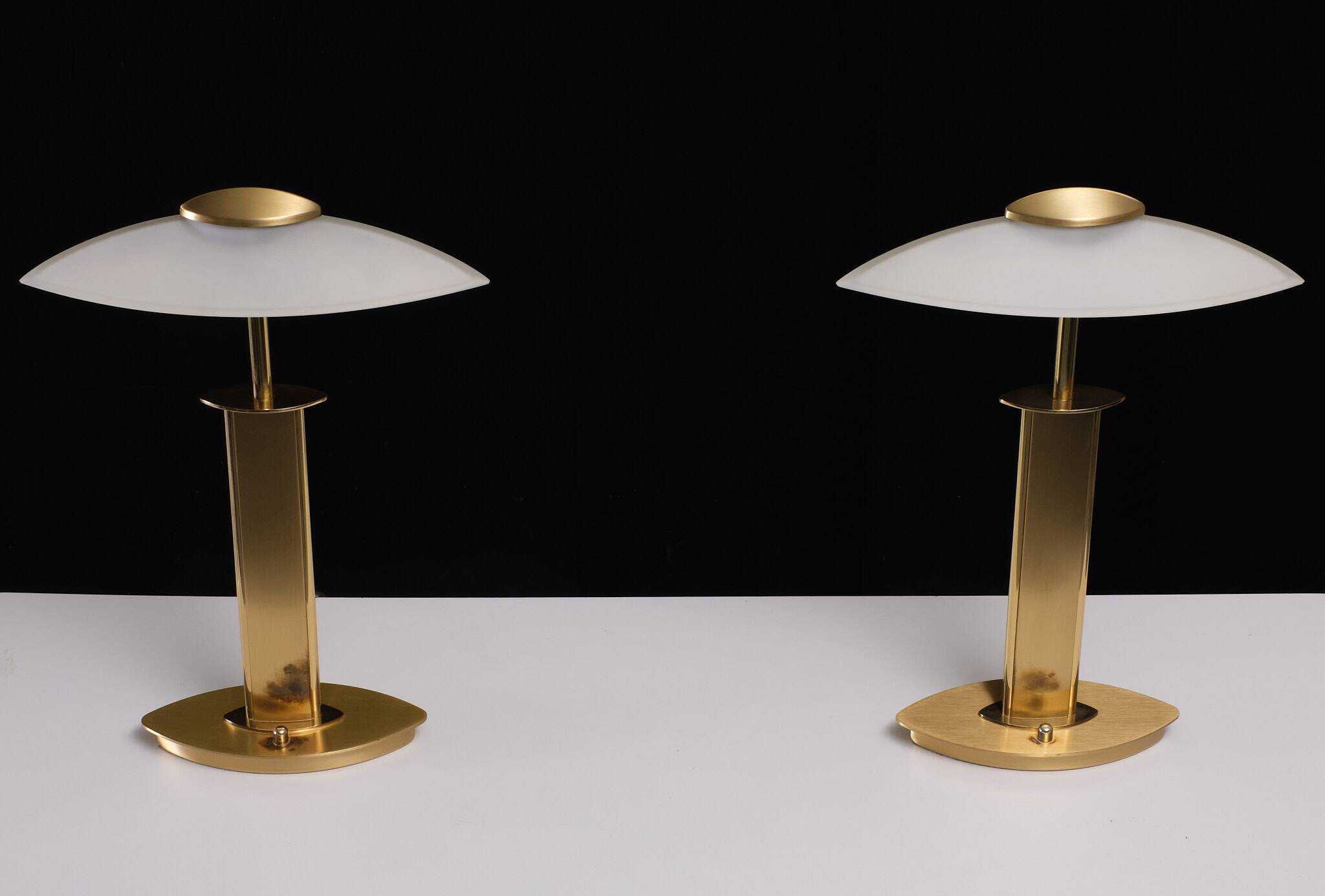set Holtkotter Brass table lamps 1980s Germany