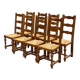 8 chaises en bois massif chêne clair et paille type ferme dossier haut