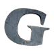 Letter g in galvanized metal height 45 cm