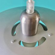 Silver iridescent metal pendant light with a typically Danish design, circa 1975/1980