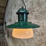 Vintage street lamp green enamel with glass