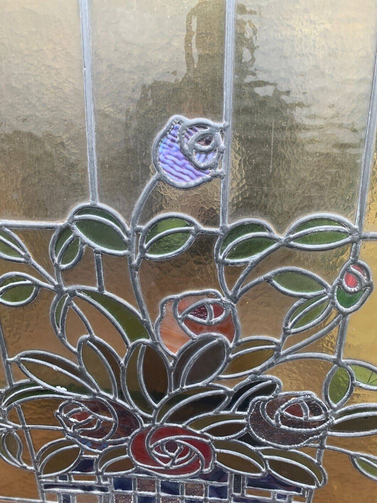 20th century Art Deco stained glass panel