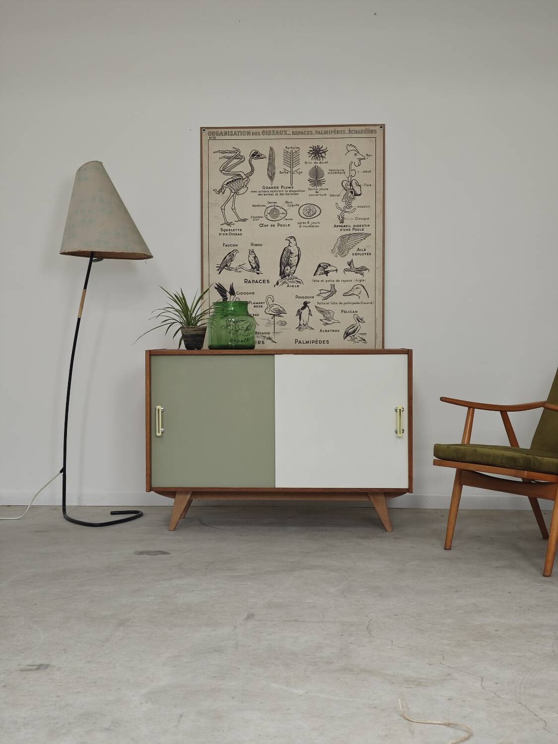 U-452 Green and White Sideboard by Jiri Jiroutek for Interier Praha 1960