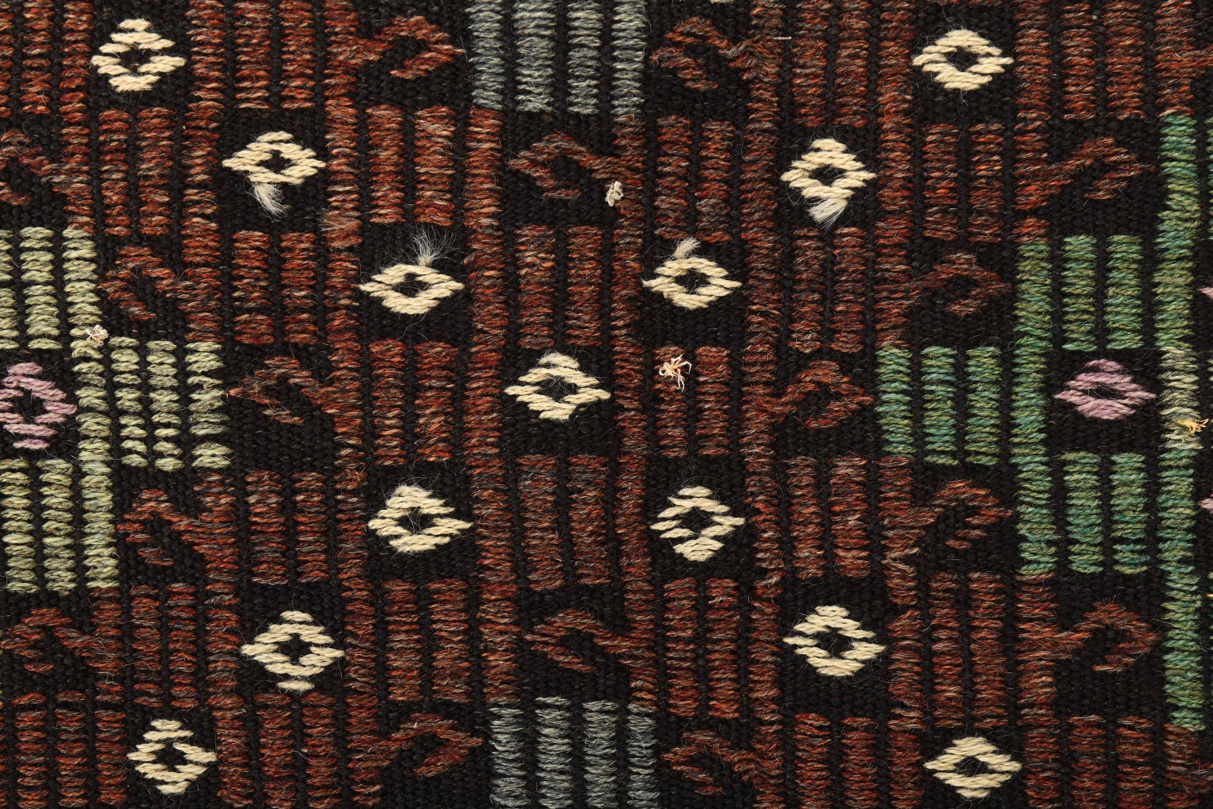 7x10 Green & Burgundy Handmade Wool Kilim Rug, 220x296Cm