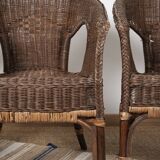 Vintage Rattan Armchair, wicker, set of 3