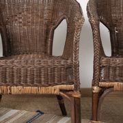 Fauteuil Rotin Vintage, en osier, lot de 3