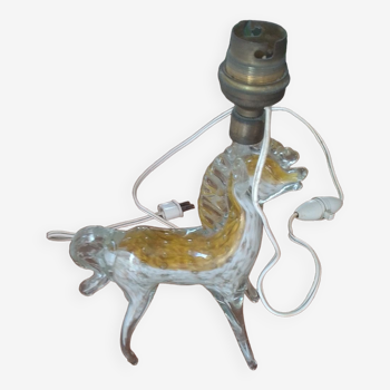 Pied de lampe cheval verre de Murano
