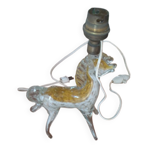 Pied de lampe cheval verre de Murano