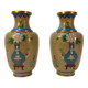 Pair of small cloisonné vases with Japanese polychrome decoration
