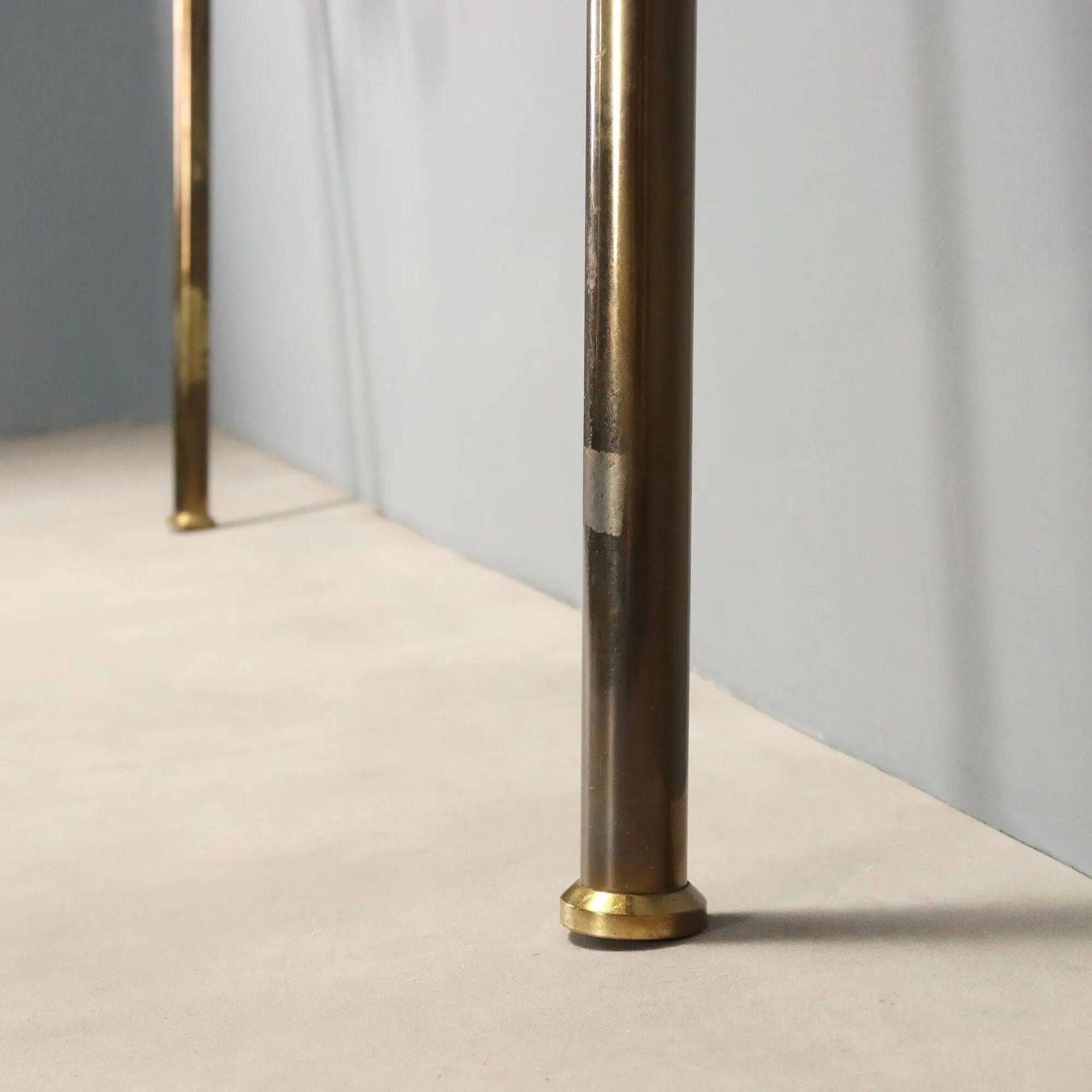Vintage headboard for double bed in brass, geometric design, Italy, 1960s.