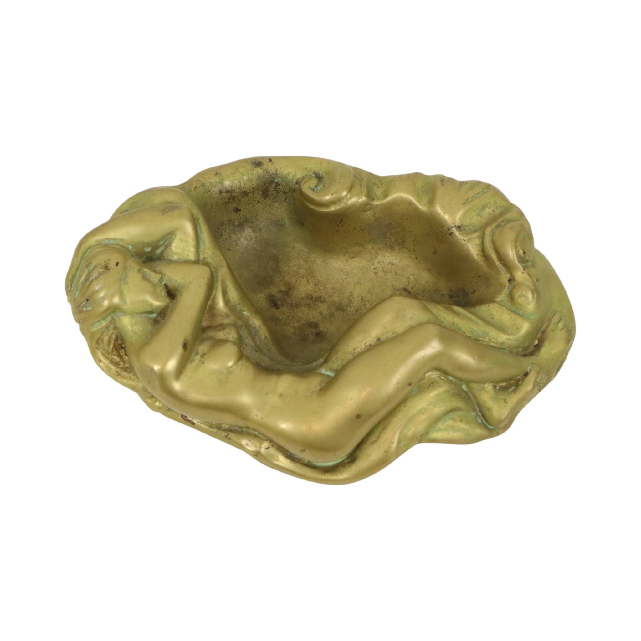 Vintage Brass Ashtray Vide Poche Female Nude