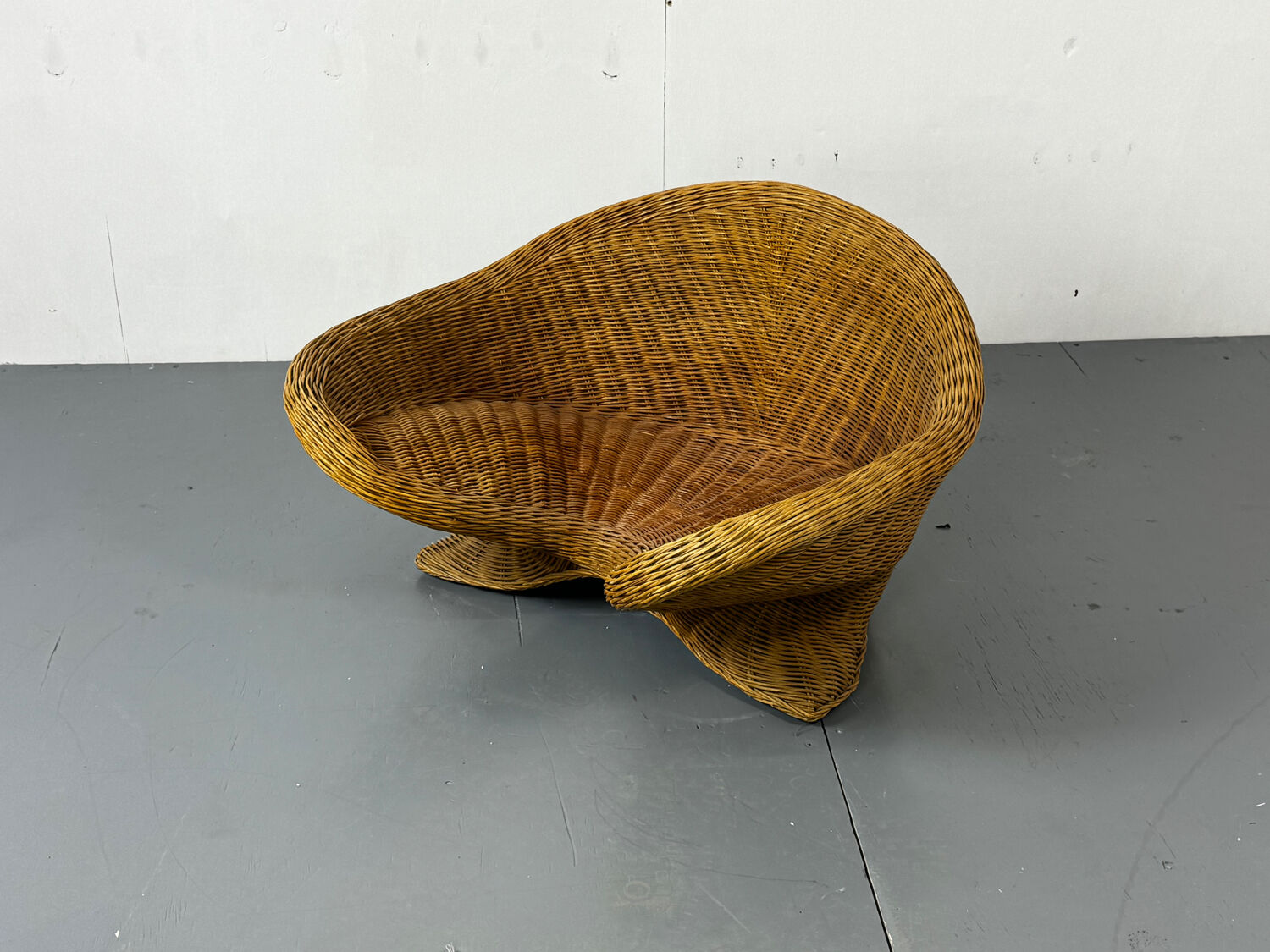 Vintage Shaped Wicker and bamboo Meditation Lotus Chair, 1970s