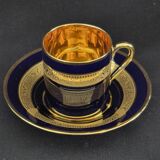 Litron cup porcelain from limoges legle blue from the oven and fine gold a464