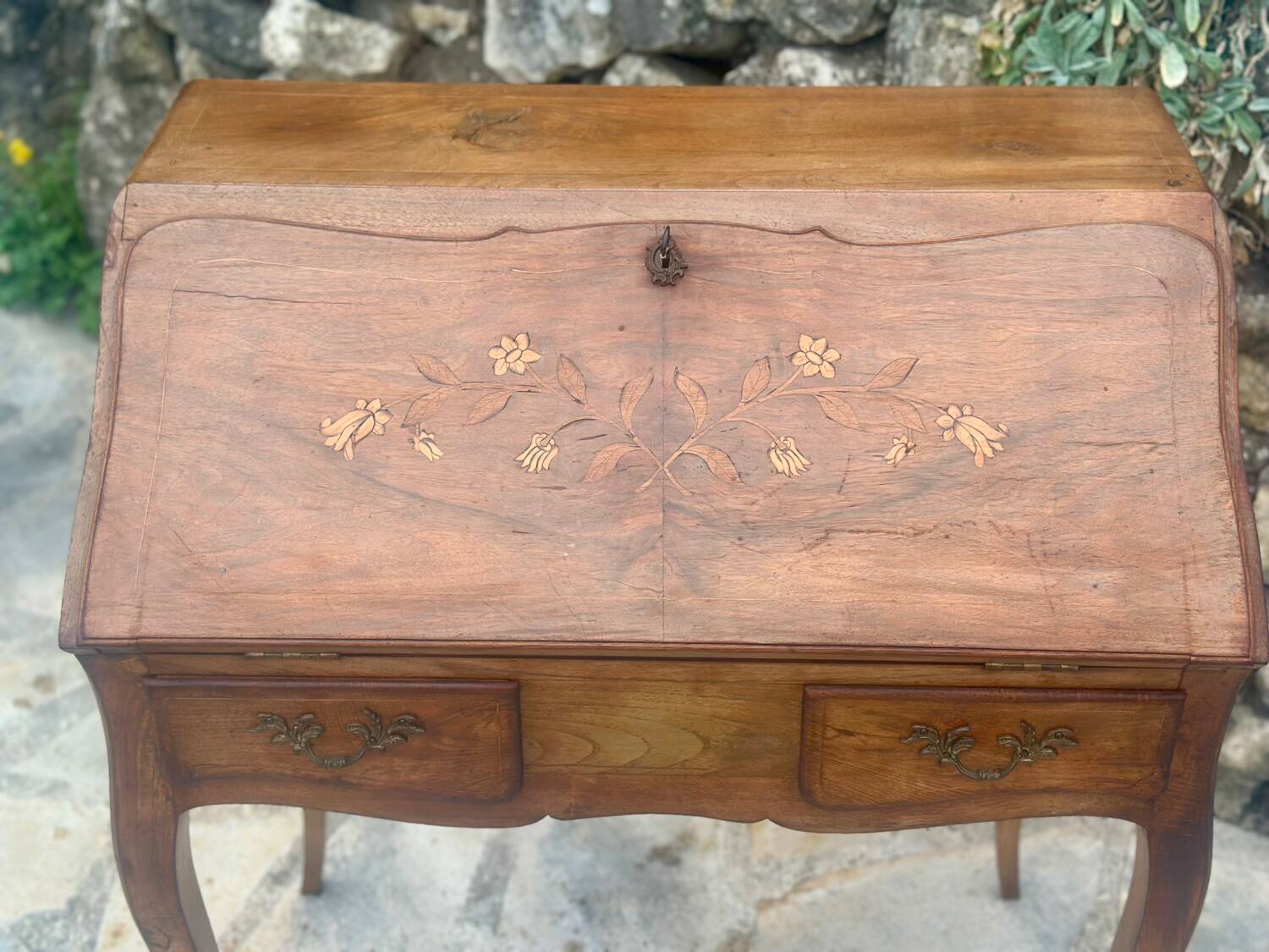 Louis XV style solid wood sloping desk.