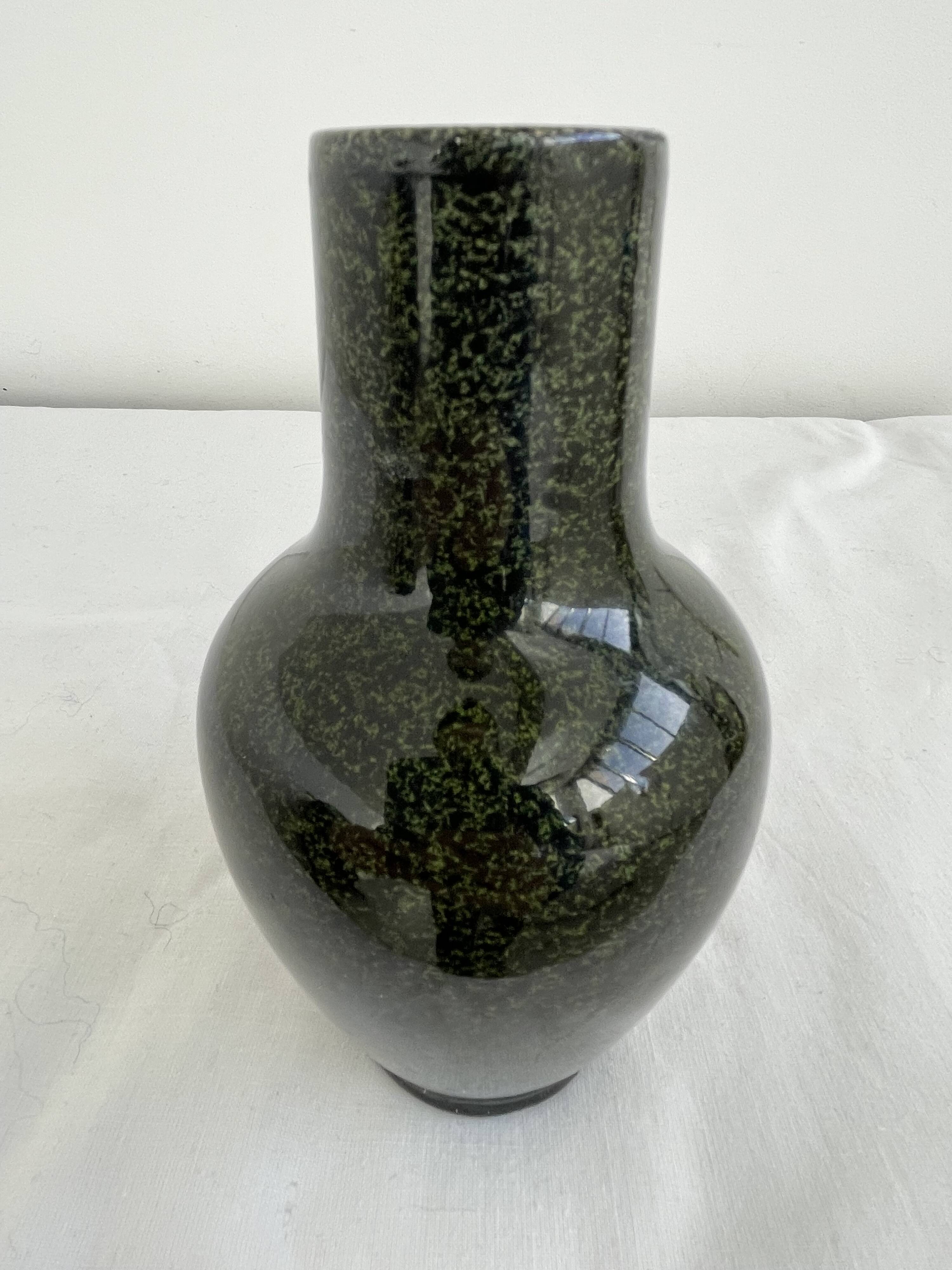 Vase, Sèvres glazed earthenware, glaze, speckled green, spotted, Miletus, 19th century, elegant, decorative