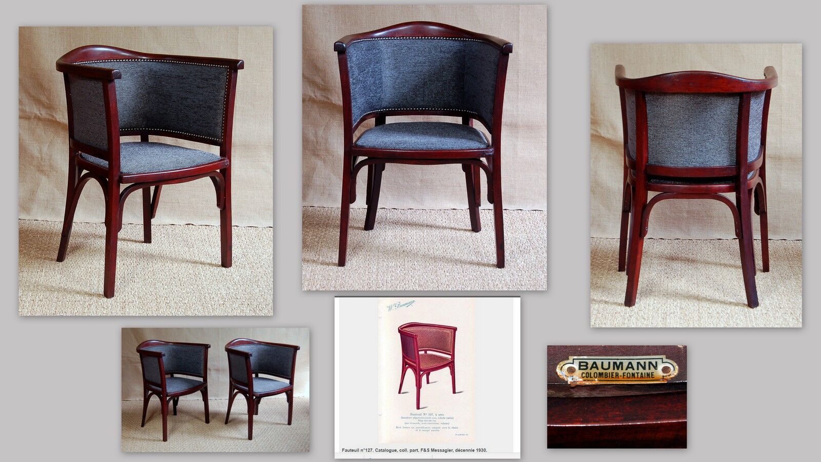 Paire de fauteuil bistrot Baumann 1930