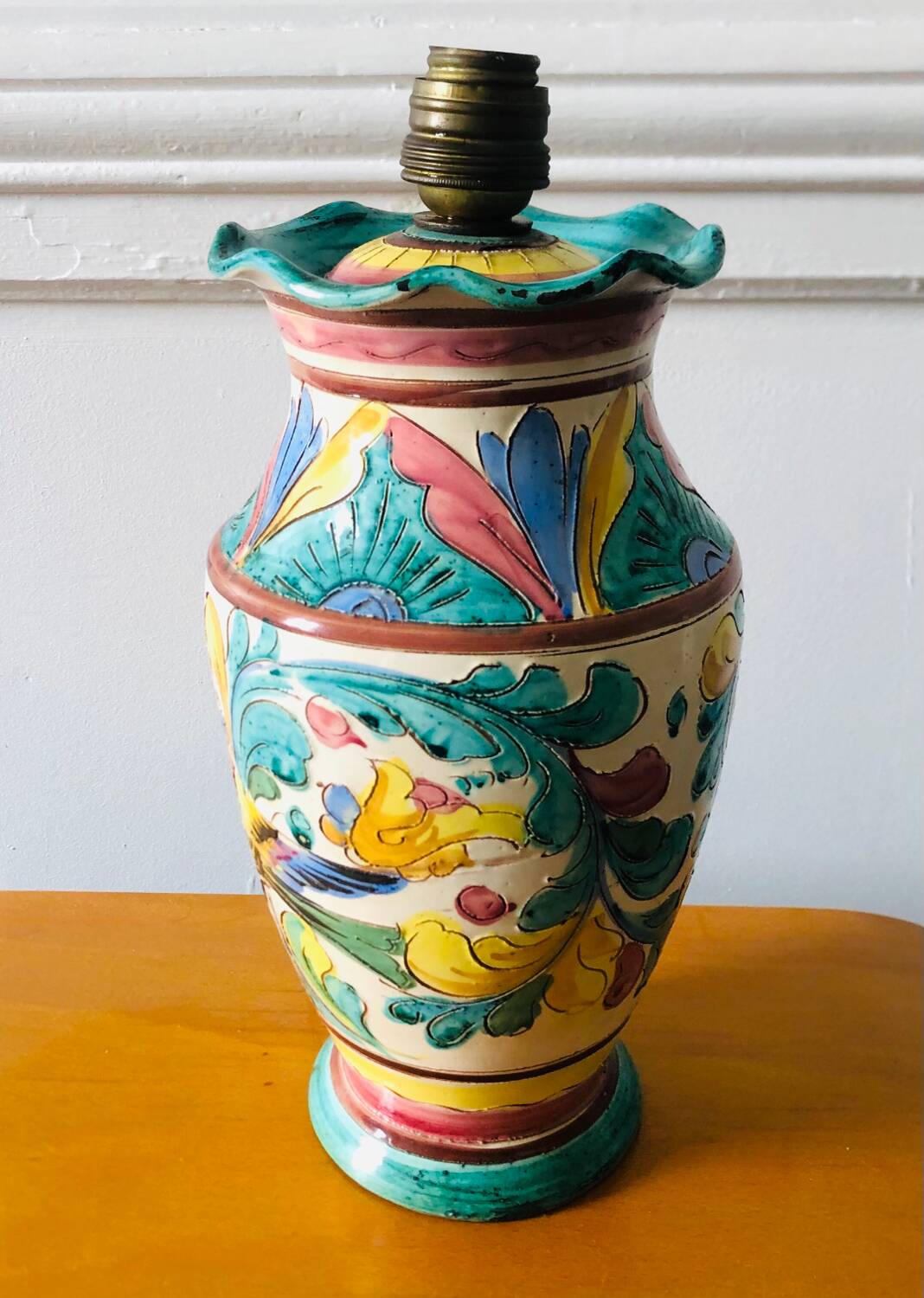 Majolica Italy ceramic lamp base