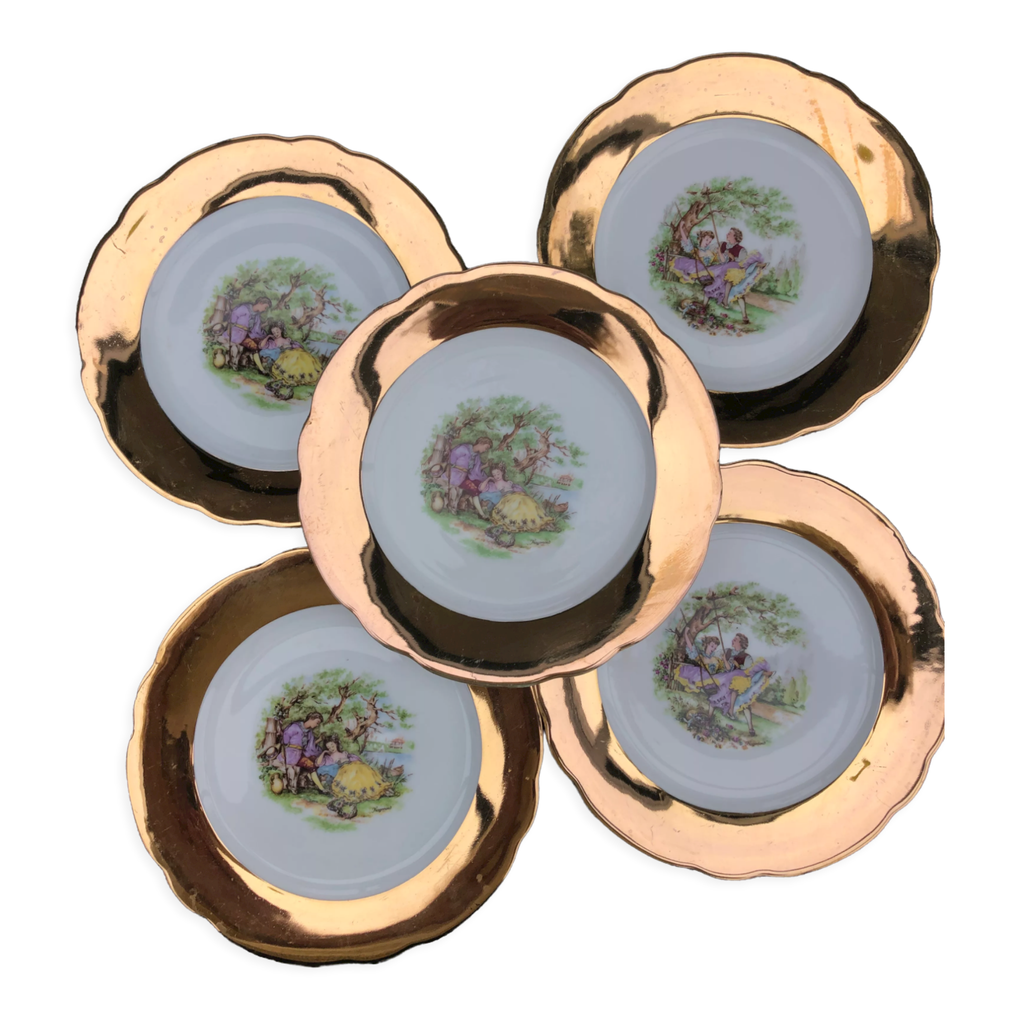 Set of 5 small dessert plates