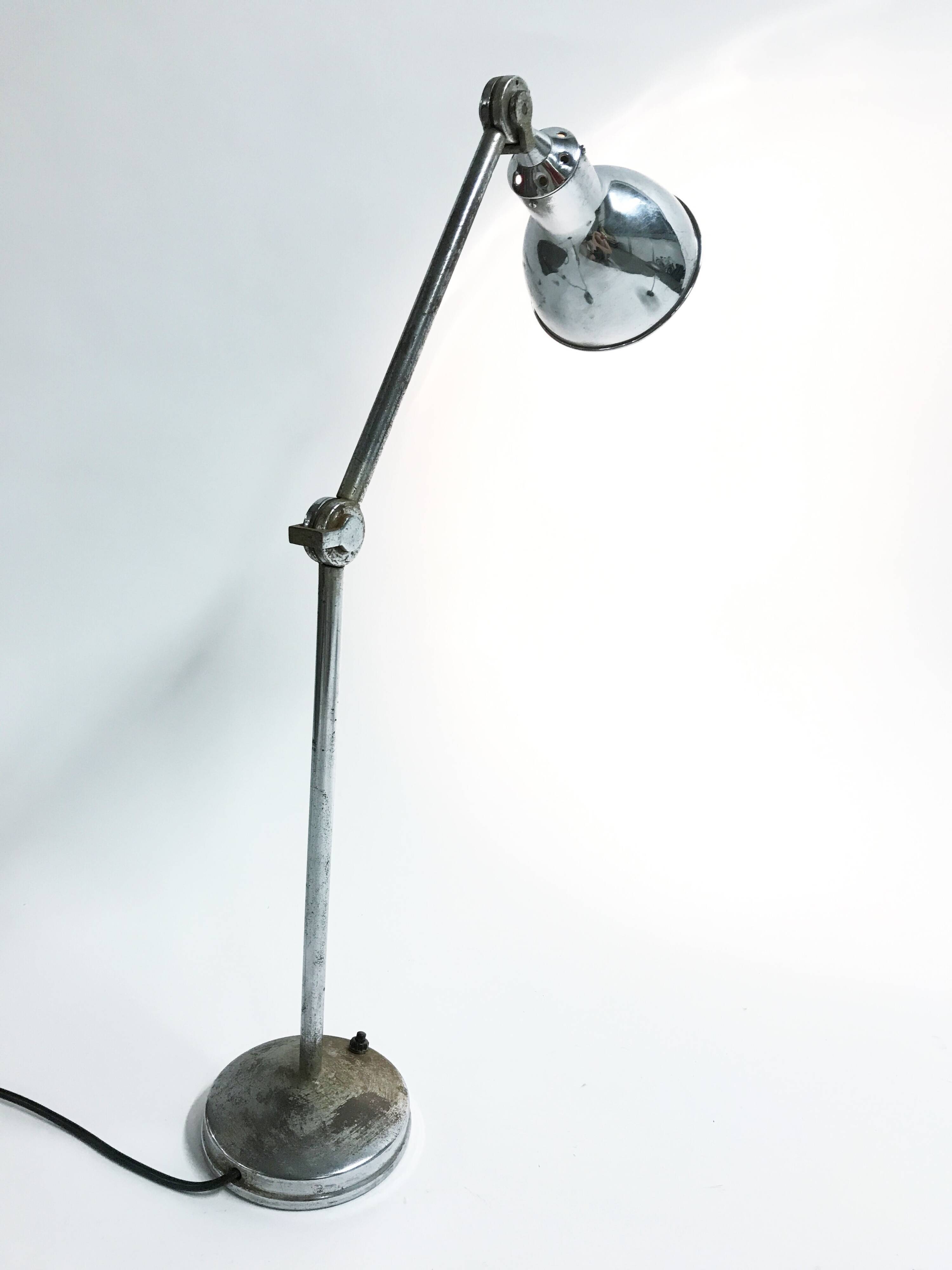 Vintage industrial chrome work light by AGI, 1930s
